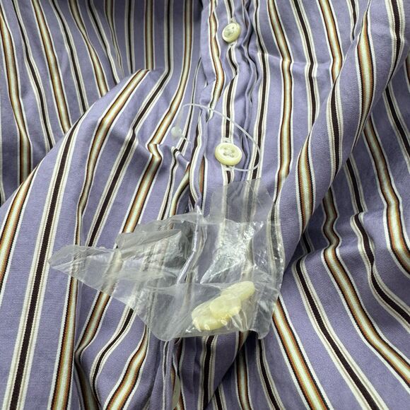 NEW 17‎ 36/37 Classic Fit Ralph Lauren Shirt Mens Long Sleeve Purple Striped - Picture 5 of 12